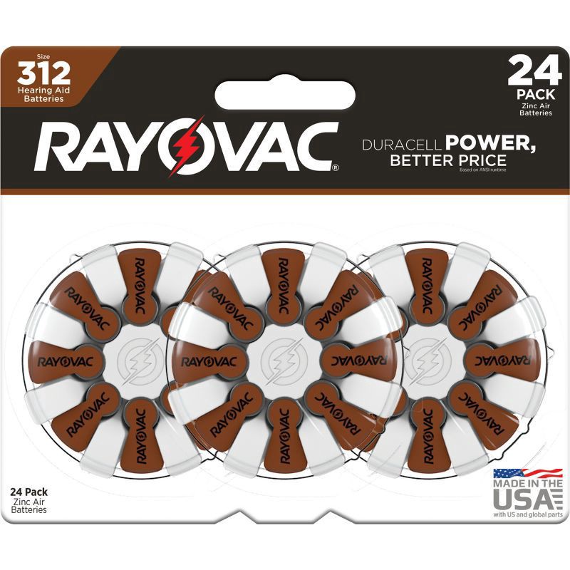 slide 1 of 3, Rayovac Size 312 Hearing Aid Batteries, Size 312 Batteries, 24 Count, 24 ct