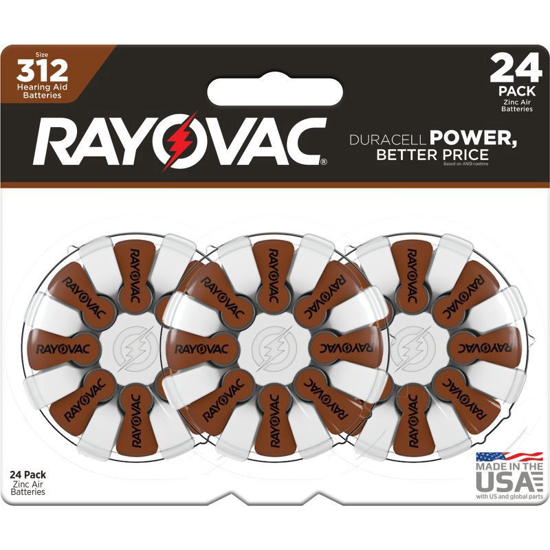 slide 1 of 3, Rayovac Size 312 Hearing Aid Batteries 24 ea, 24 ct