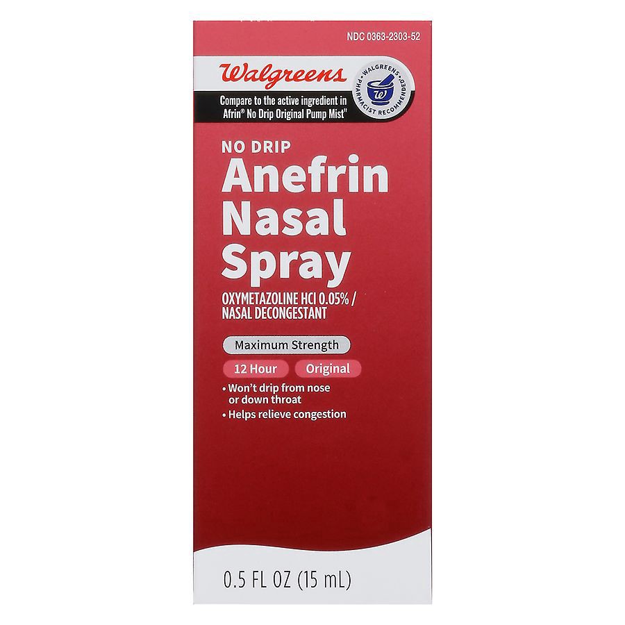 slide 3 of 5, Walgreens 12 Hour Maximum Strength No Drip Anefrin Nasal Spray, 0.5 fl oz