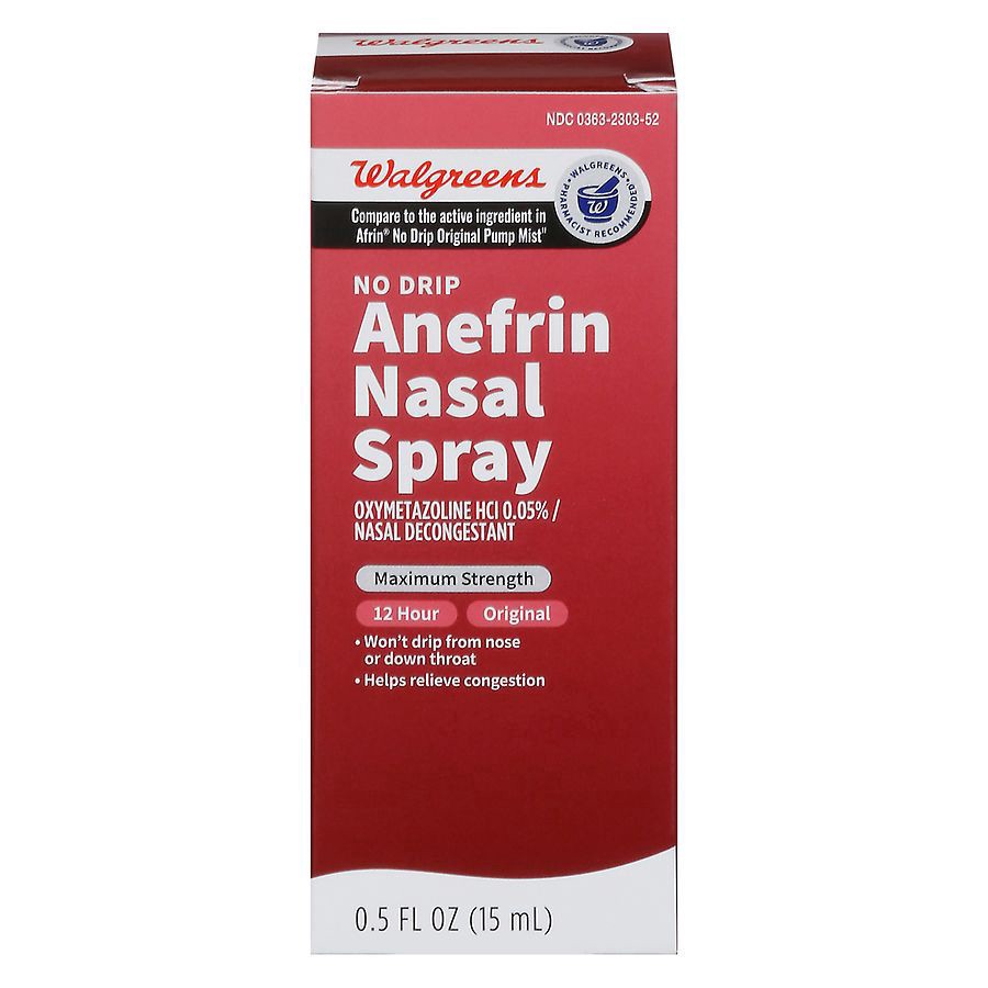 slide 1 of 5, Walgreens 12 Hour Maximum Strength No Drip Anefrin Nasal Spray, 0.5 fl oz