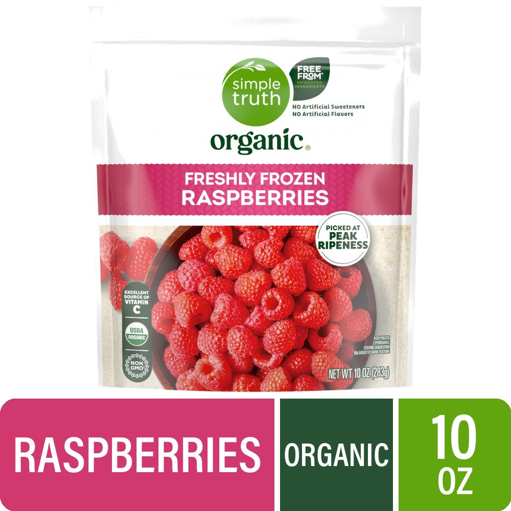 slide 1 of 3, Simple Truth Organic Freshly Frozen Raspberries, 10 oz