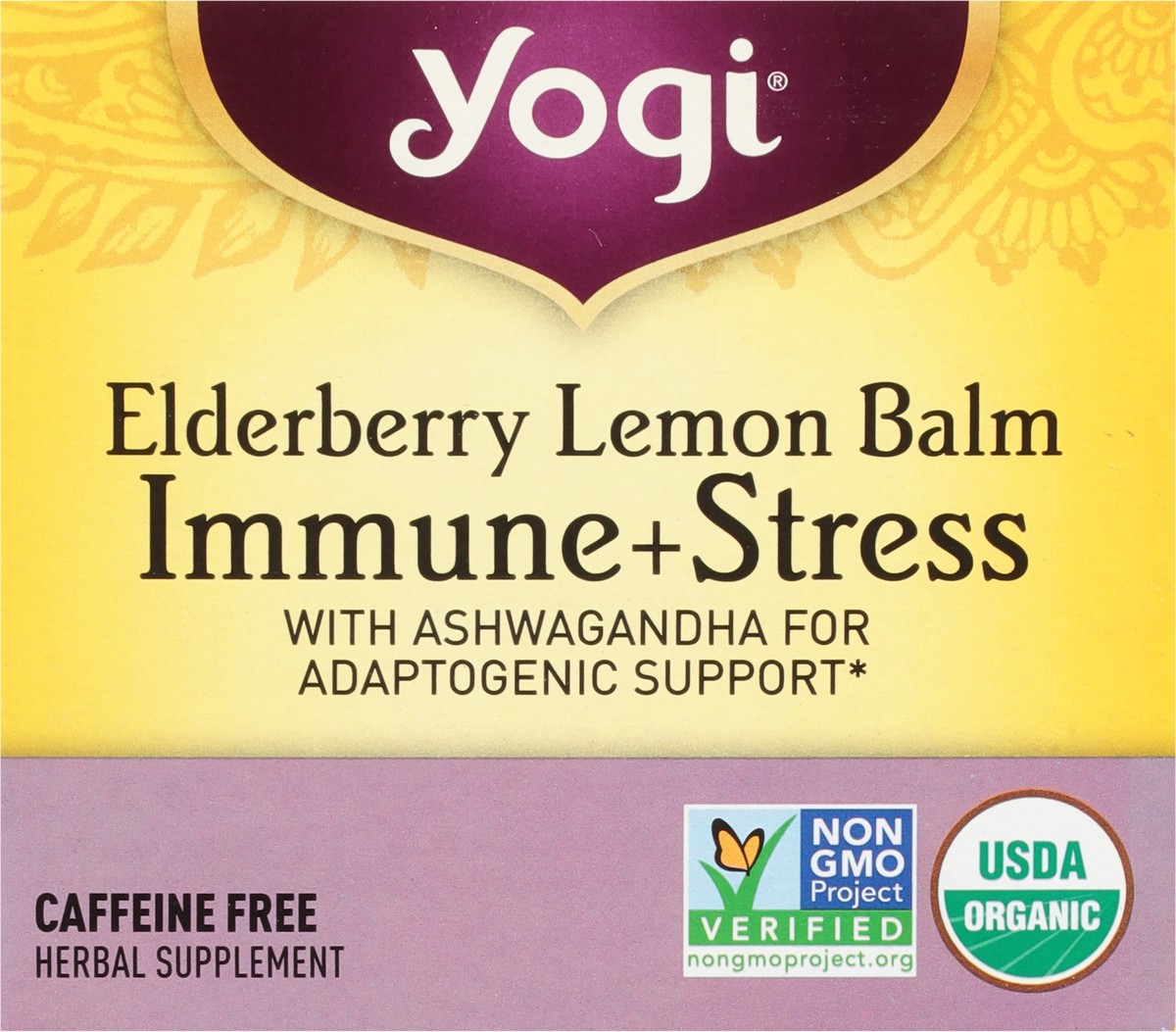 slide 2 of 10, Yogi Tea Elderberry Lemon Balm Immune Plus Stress, Herbal Tea Bags, 16 Count, 16 ct
