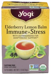 Yogi Immune + Stress Elderberry Lemon Balm Herbal Tea 16 Tea Bags