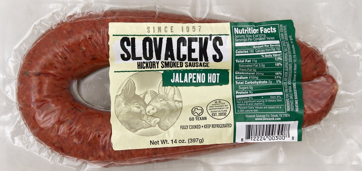 slide 3 of 5, Slovacek's Smoked Sausage 14 oz, 14 oz