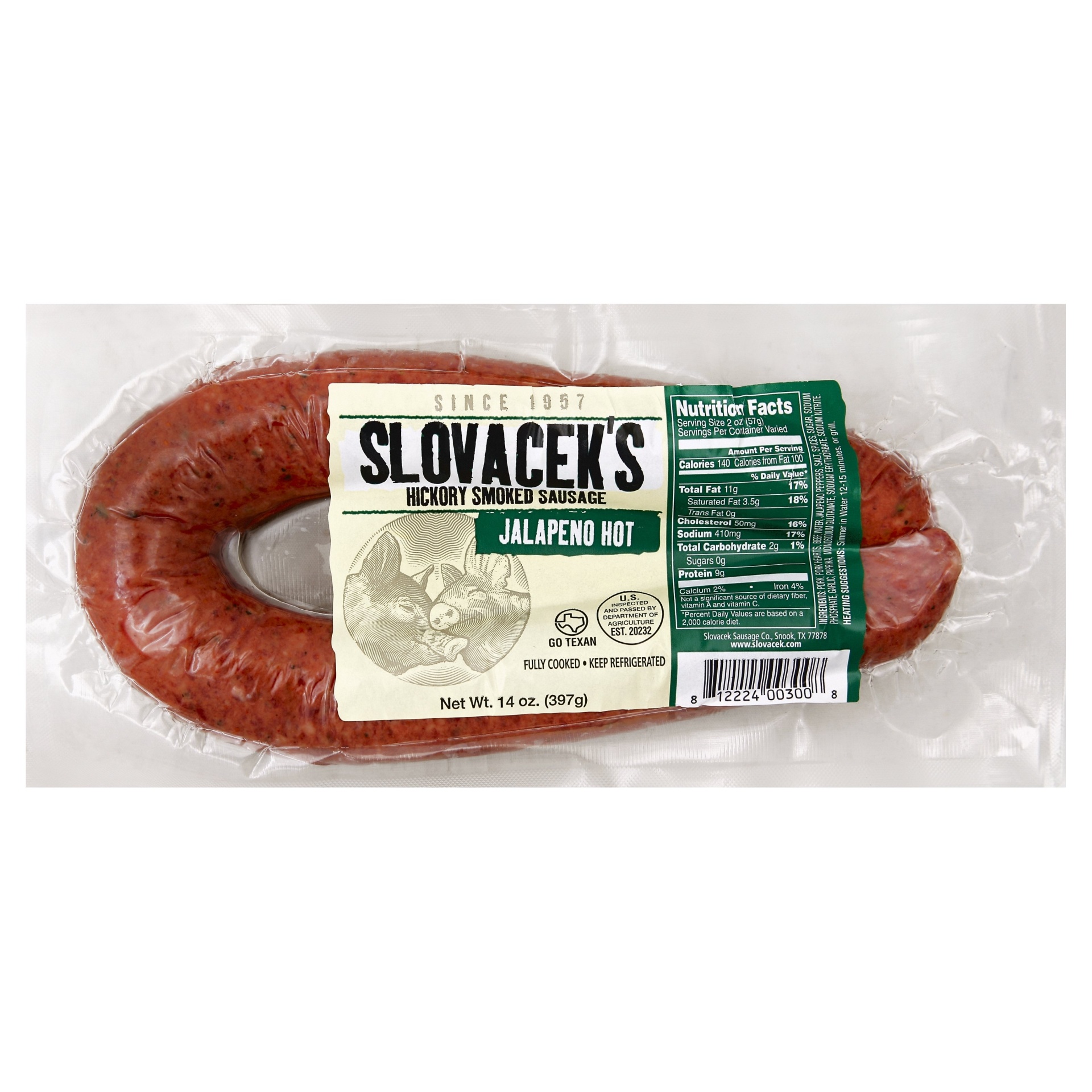 slide 1 of 5, Slovacek's Smoked Sausage 14 oz, 14 oz