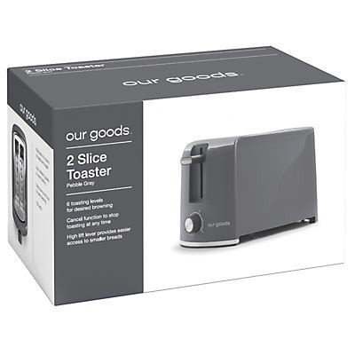 slide 1 of 1, our goods 2 Slice Toaster - Pebble Gray, 1 ct