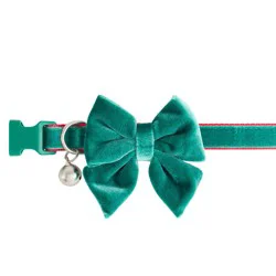Pet Holiday Merry & Bright Green Velvet Dog Collar