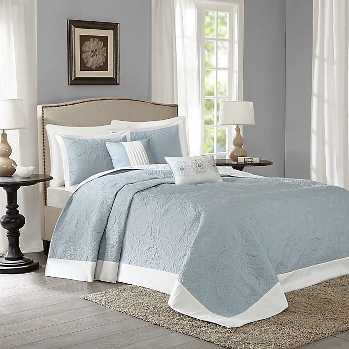 slide 1 of 8, Madison Park Ashbury Queen Reversible Bedspread Set - Blue, 5 ct