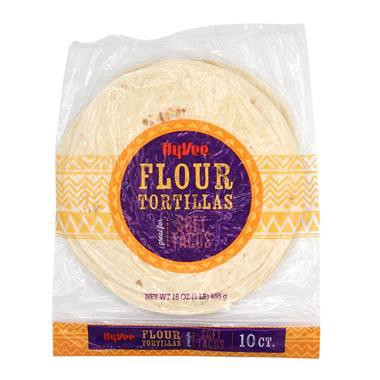 slide 1 of 1, Hy-Vee Flour Tortilla Good For Soft Tacos 10Ct, 1 ct