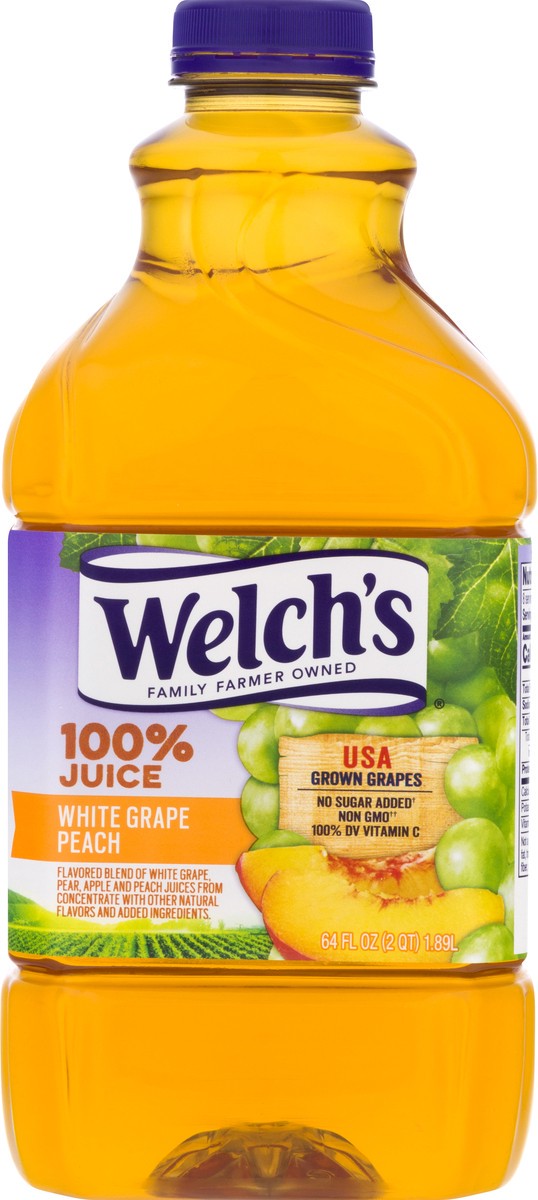 slide 6 of 9, Welch's 100% Juice, White Grape Peach, 64 fl oz Bottle, 64 oz