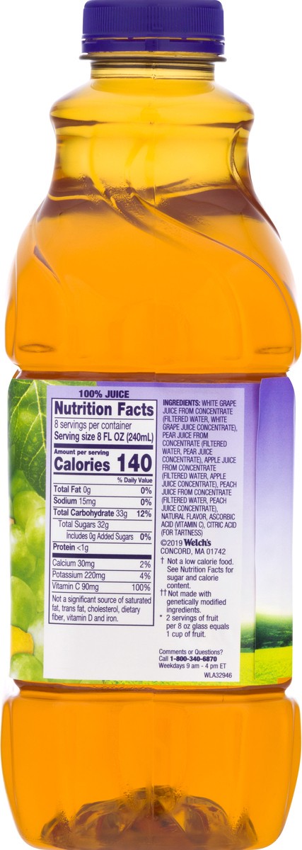 slide 5 of 9, Welch's 100% Juice, White Grape Peach, 64 fl oz Bottle, 64 oz