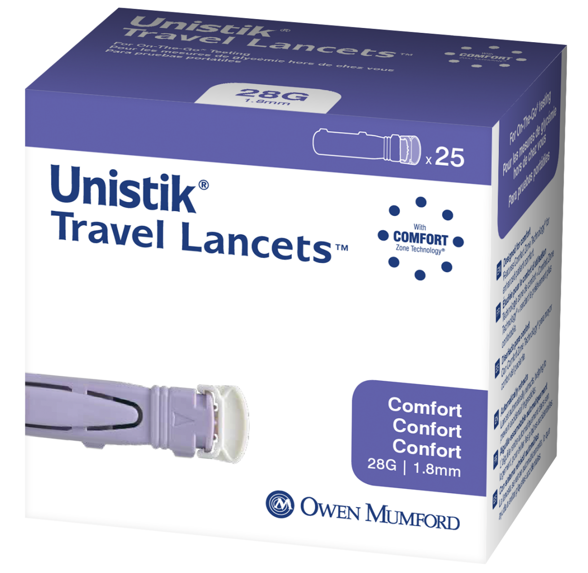 slide 1 of 1, Owen Mumford Unistik Safety Lancet Comfort - 25 Ct, 25 ct