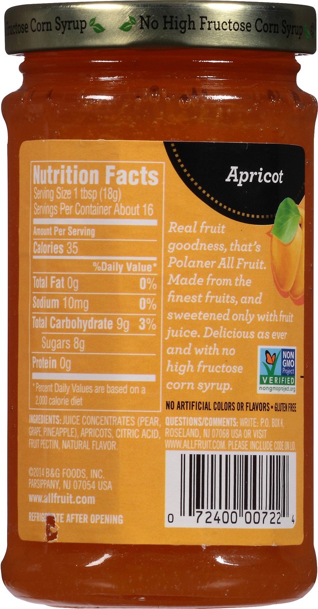 slide 3 of 7, Polaner All Fruit Gluten Free Apricot Spreadable Fruit, Apricot Fruit Spread, 10 oz, 10 oz