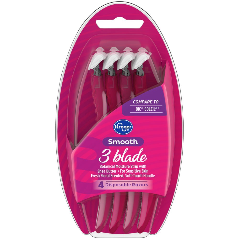 slide 3 of 3, Kroger Women's Soltera 3-Blade Disposable Razors, 4 ct