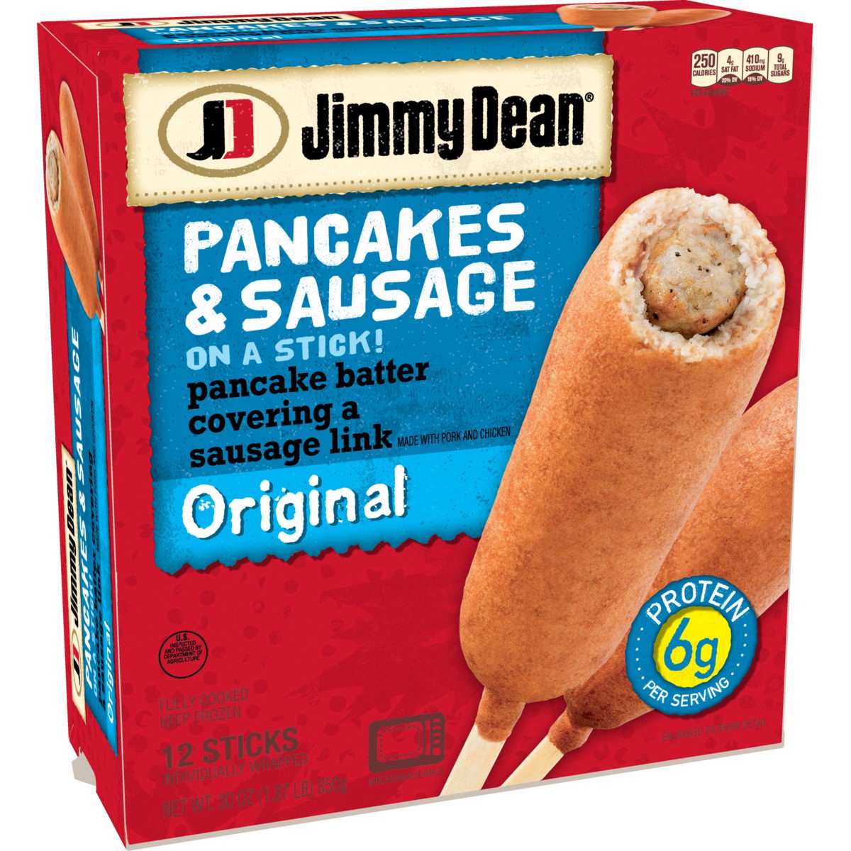 slide 2 of 9, Jimmy Dean Pancakes & Sausage on a Stick, Frozen Breakfast, 12 Count, 850.49 g