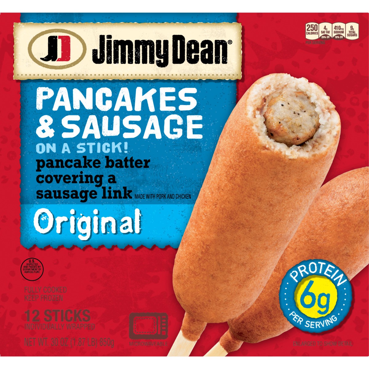 slide 5 of 9, Jimmy Dean Pancakes & Sausage on a Stick, Frozen Breakfast, 12 Count, 850.49 g