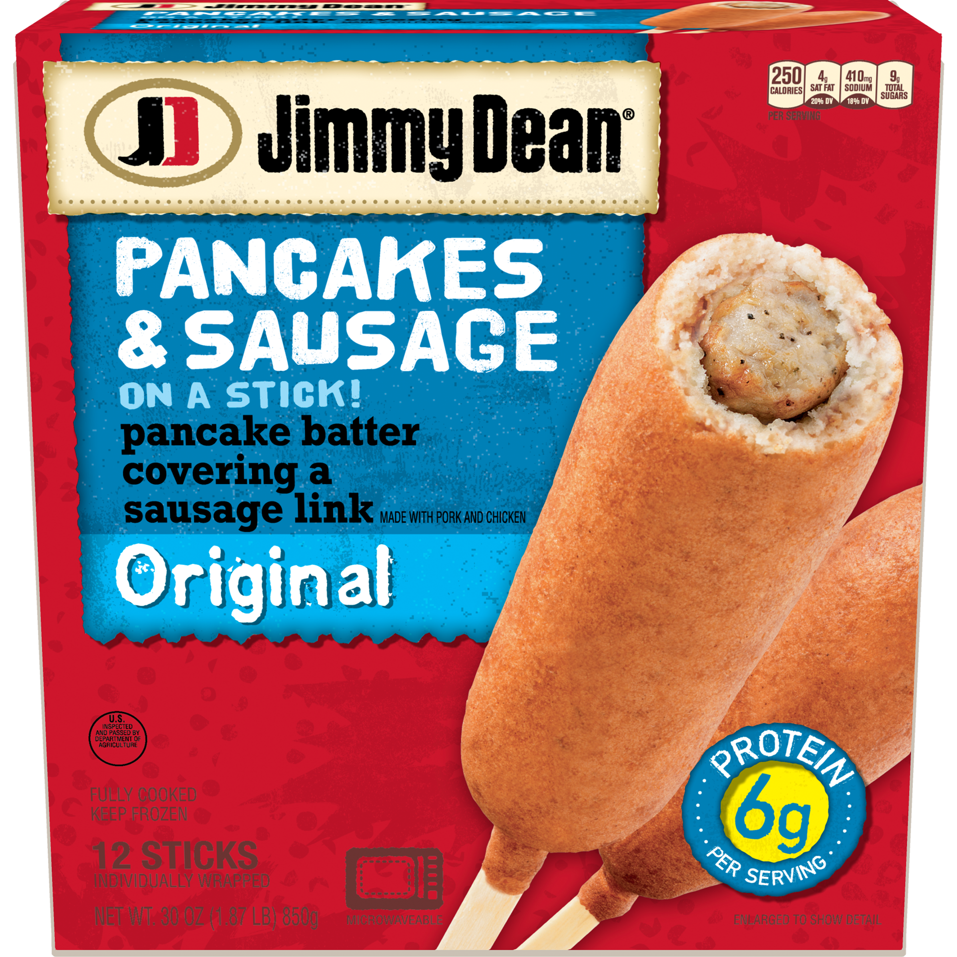 slide 1 of 9, Jimmy Dean Pancakes & Sausage on a Stick, Frozen Breakfast, 12 Count, 850.49 g