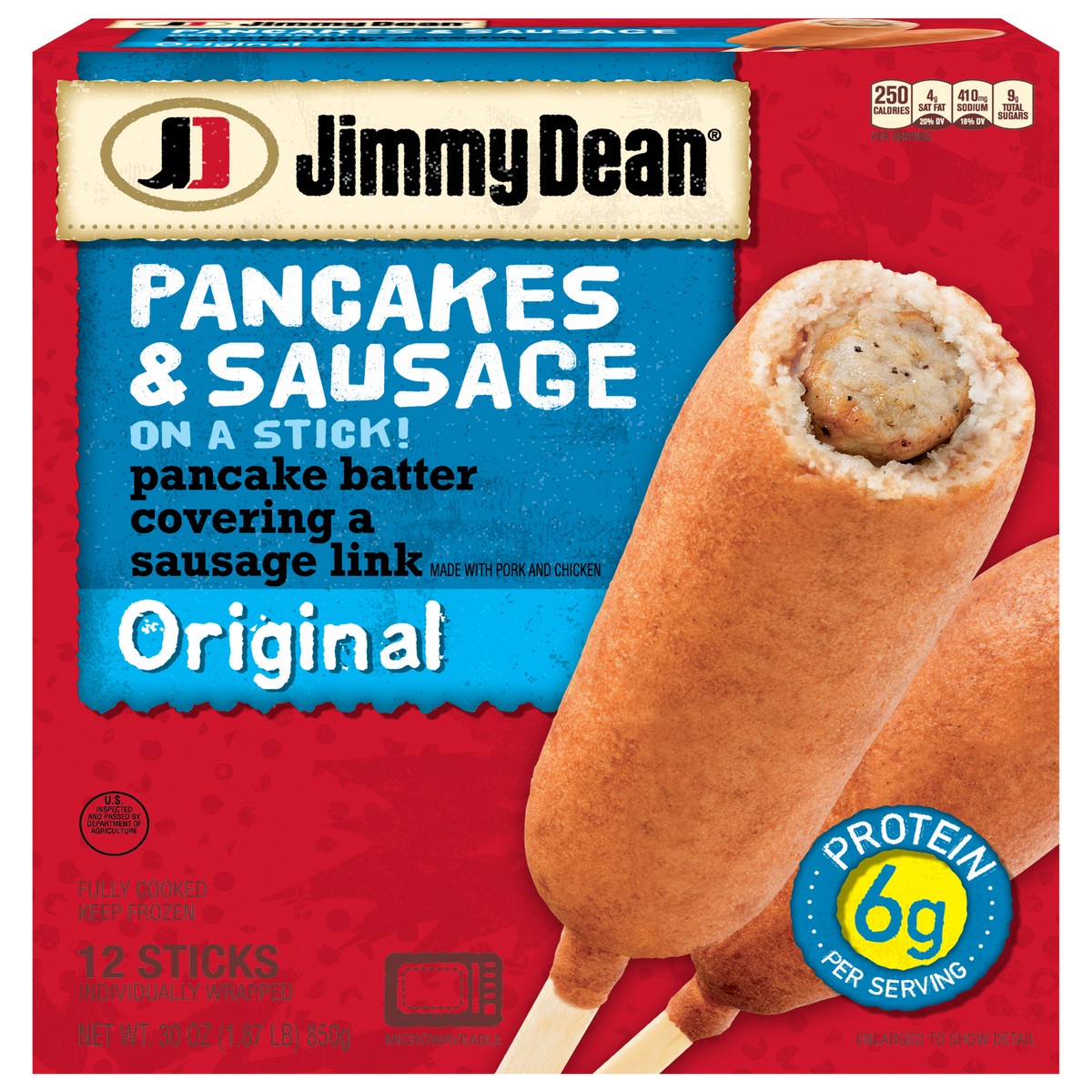 slide 1 of 9, Jimmy Dean Pancakes & Sausage on a Stick, Frozen Breakfast, 12 Count, 30 oz