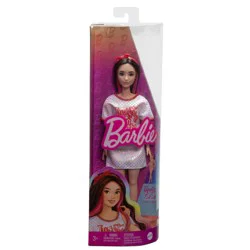 Barbie Fashionistas Doll #214, Black Wavy Hair With Twist 'N' Turn Dress & Accessories, 65th Anniversary, Age 3+