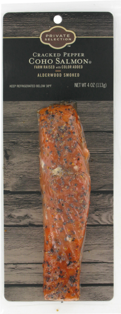slide 1 of 1, Private Selection Cracked Pepper Coho Salmon - Alderwood Smoked, 4 oz