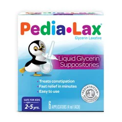 Pedia-Lax Laxative Liquid Glycerin Suppositories for Kids, Ages 2-5, 6 Count