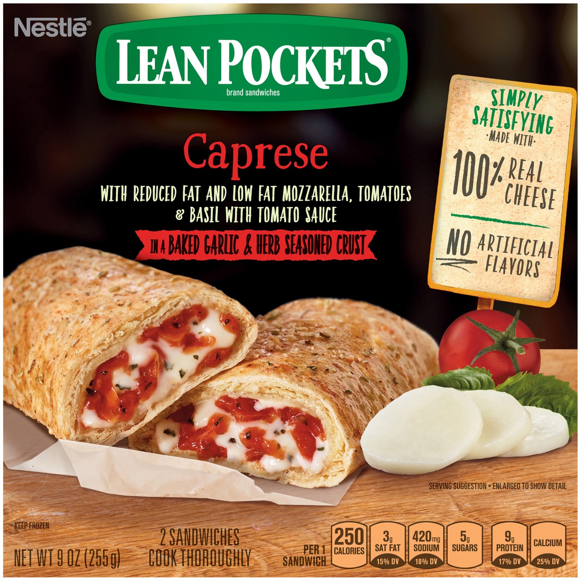 slide 1 of 1, Lean Pockets Caprese Basil Mozzarella & Tomato, 2 ct; 4.5 oz