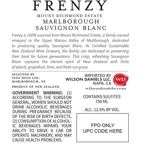 slide 7 of 10, Frenzy Sauvignon Blanc Mount Richmond Estate, Marlborough, 750 ml