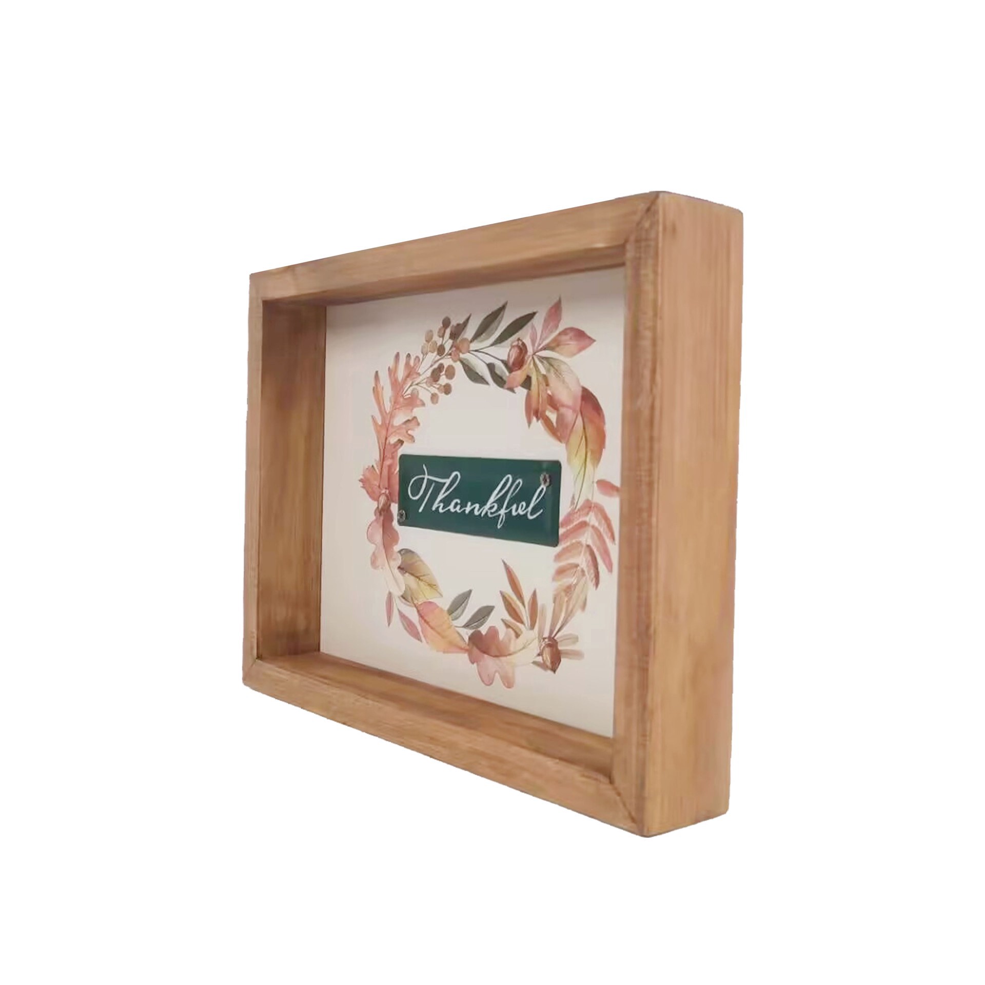 slide 3 of 3, 8" Thankful Leaf Wreath Tabletop Sign By Ashland, 8 in
