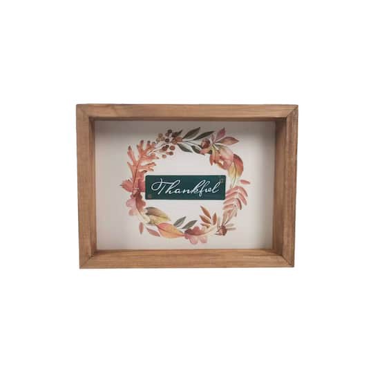 slide 1 of 3, 8" Thankful Leaf Wreath Tabletop Sign By Ashland, 8 in