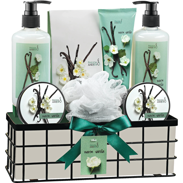 slide 1 of 1, FREIDA & JOE Freida And Joe Bath & Body Basket Warm Vanilla Set - 6Pcs, 1 ct