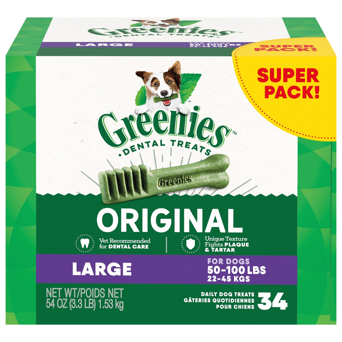 slide 1 of 5, Greenies Large Chewy Dental Dog Treats Original Chicken - 54oz, 54 oz