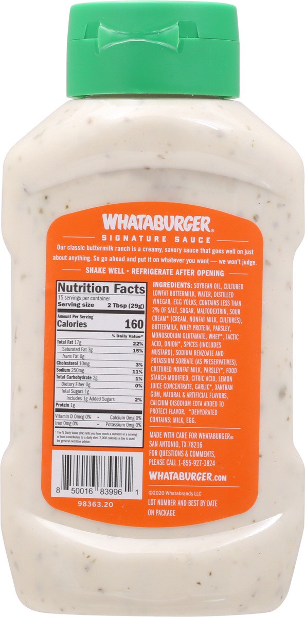 slide 4 of 9, Whataburger Creamy Buttermilk Ranch Sauce 16 oz, 16 oz