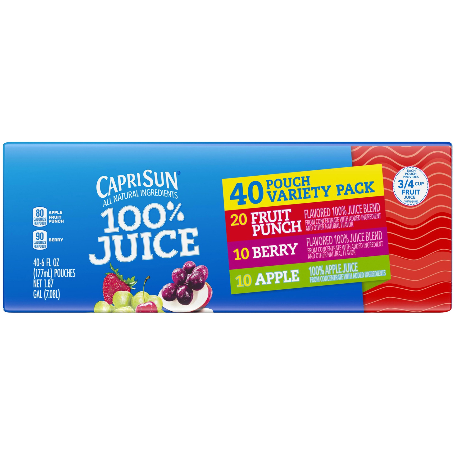 slide 1 of 1, Capri Sun 100% Juice, Variety Pack, 40 ct
