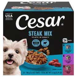 Cesar Filets in Gravy Steak Mix Canine Cuisine 24 - 3.5 oz Trays