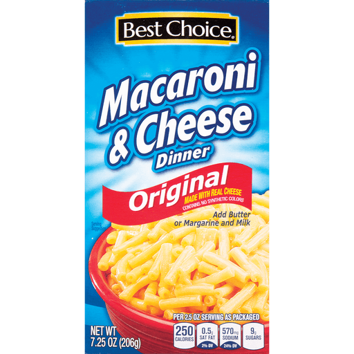 slide 1 of 1, Best Choice Macaroni And Cheese, 7.25 oz