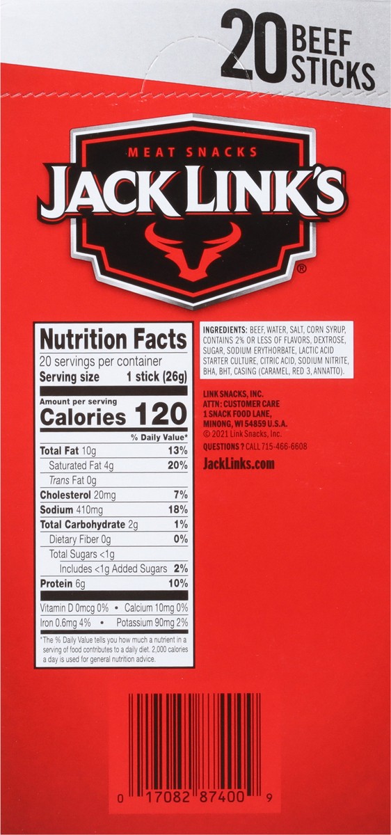 slide 4 of 14, Jack Link's Original Beef Sticks 20 - 0.92 oz Packages, 20 ct