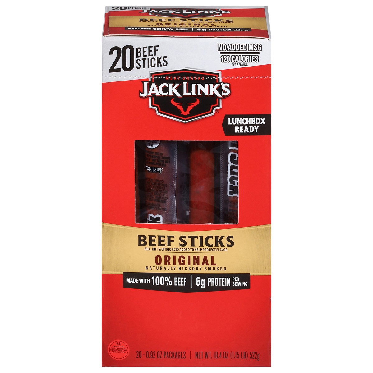 slide 1 of 14, Jack Link's Original Beef Sticks 20 - 0.92 oz Packages, 20 ct
