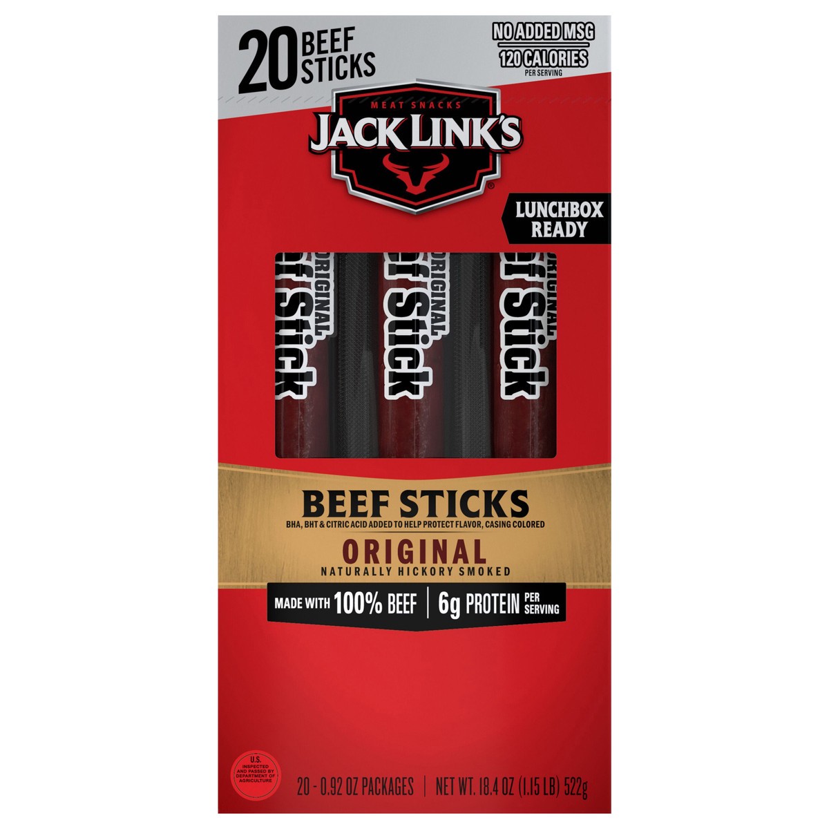 slide 1 of 14, Jack Link's Original Beef Sticks - 20 x 0.92 oz Packages, 20 ct