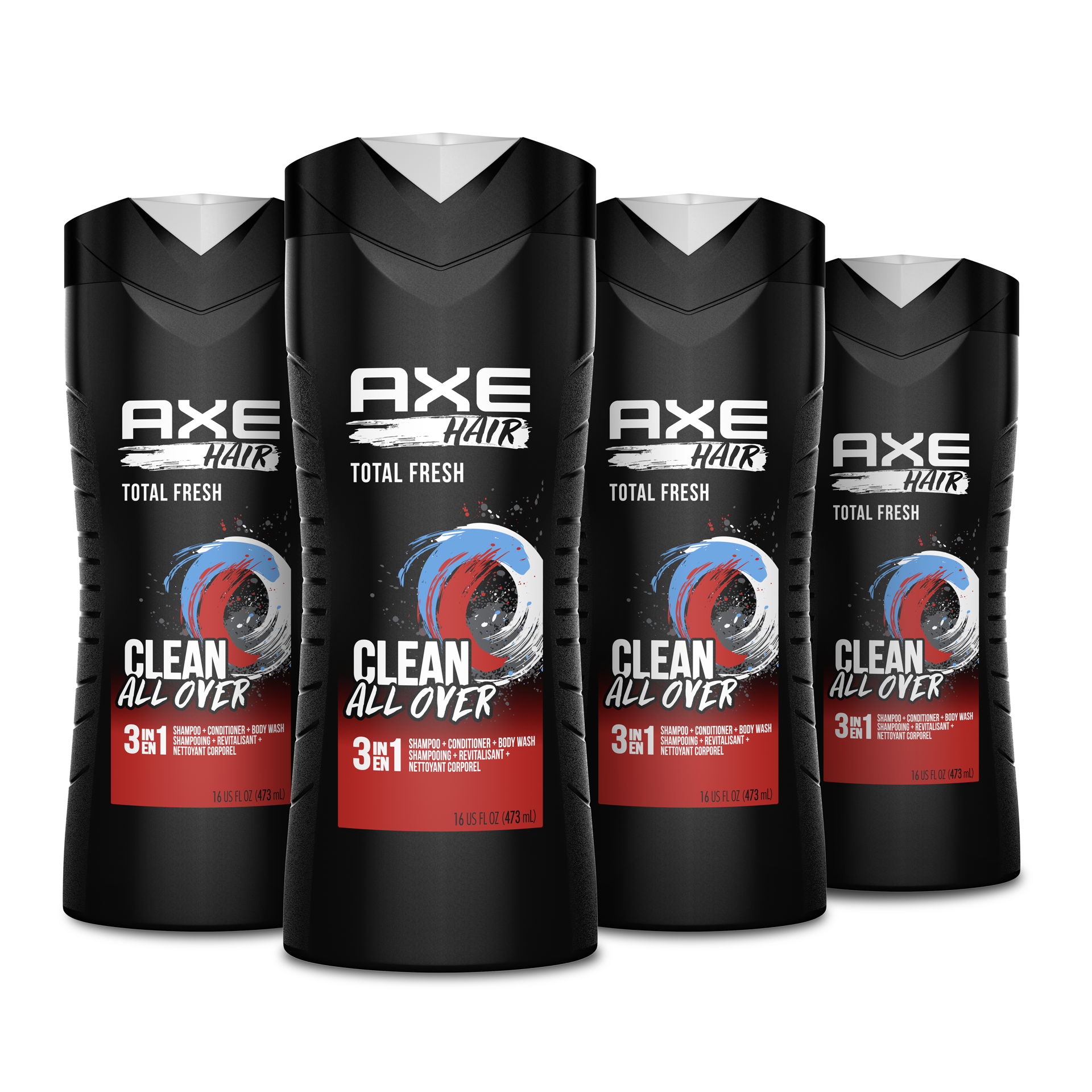 slide 3 of 5, AXE 3-in-1 Body Wash Shampoo & Conditioner Total Fresh, 16 oz, 16 oz