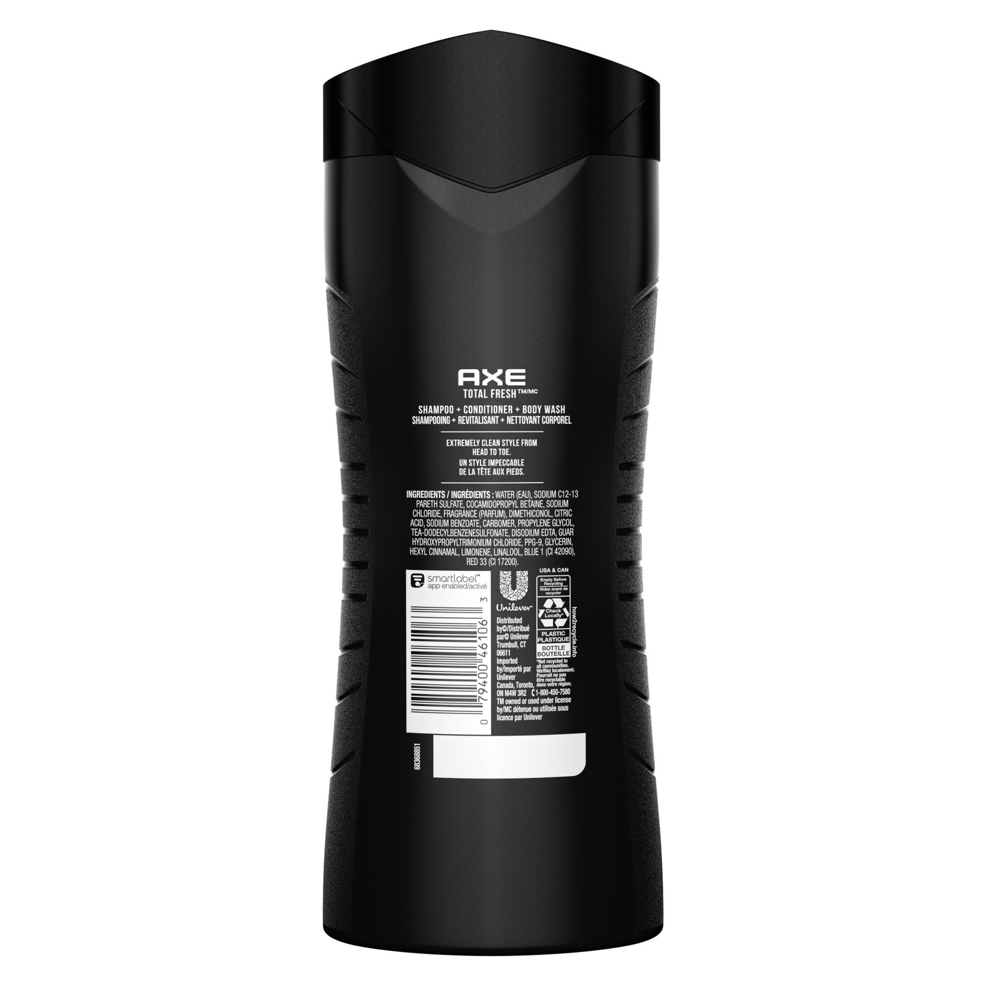 slide 4 of 5, AXE 3-in-1 Body Wash Shampoo & Conditioner Total Fresh, 16 oz, 16 oz