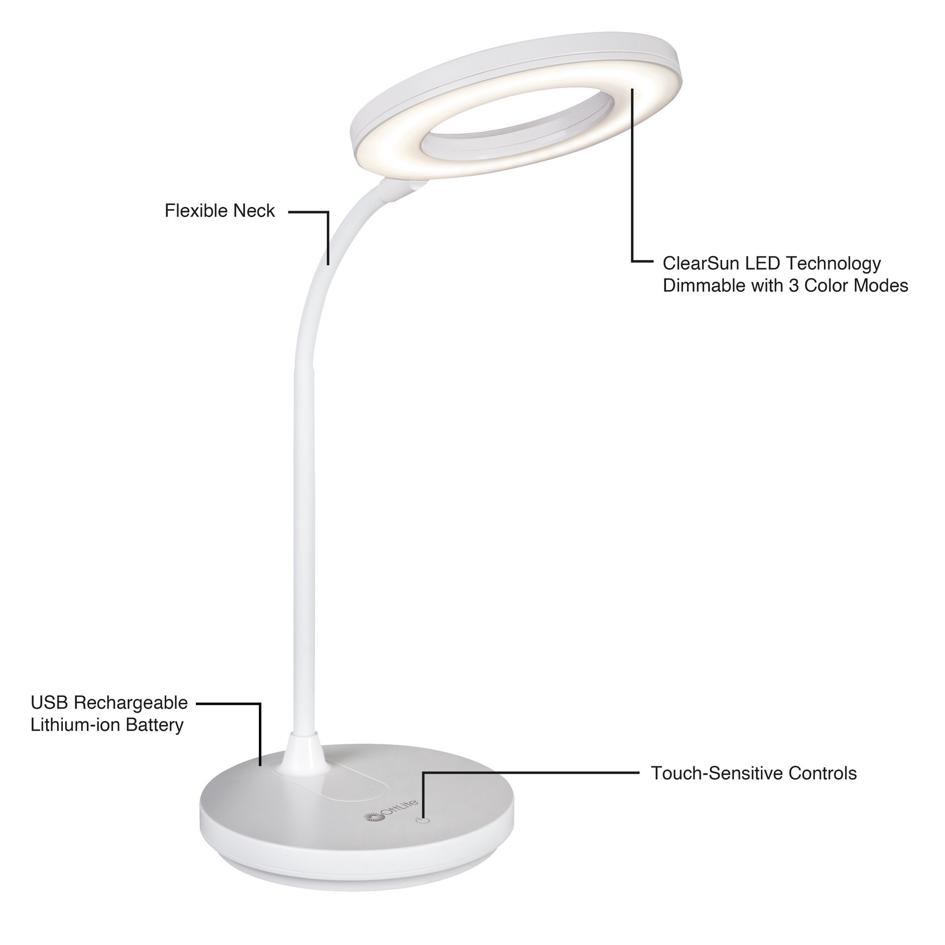 slide 6 of 7, Ott Lite Ottlite Rechargeable Led Ring Desk Lamp, 5.5 in