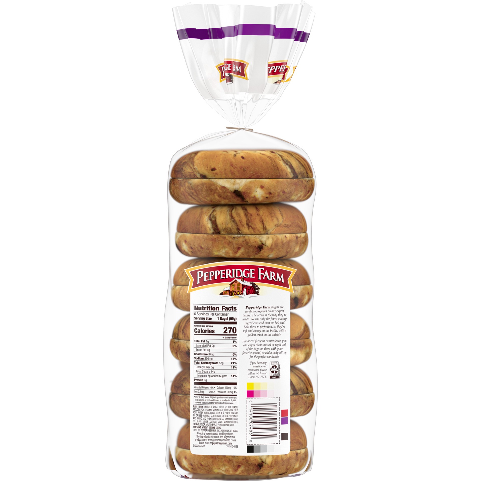 slide 4 of 5, Pepperidge Farm Cinnamon Raisin Bagels, 6-pack, 21 oz. Bag, 21 oz