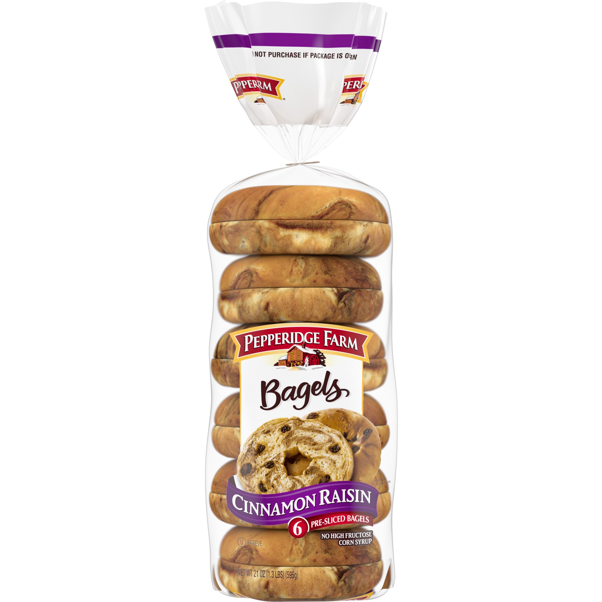 slide 1 of 5, Pepperidge Farm Cinnamon Raisin Bagels, 6-pack, 21 oz. Bag, 21 oz