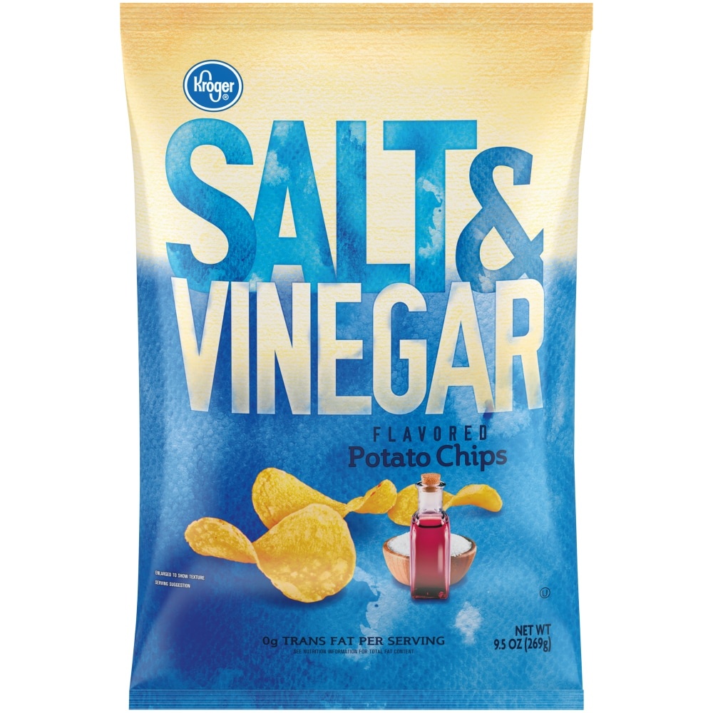 slide 1 of 1, Kroger Salt & Vinegar Flavored Potato Chips, 9.5 oz