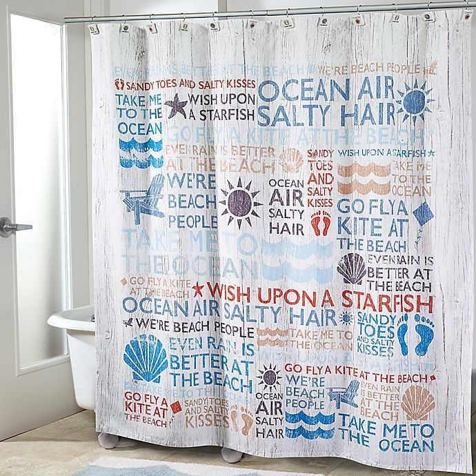 slide 1 of 2, Avanti Beach Words Shower Curtain, 1 ct