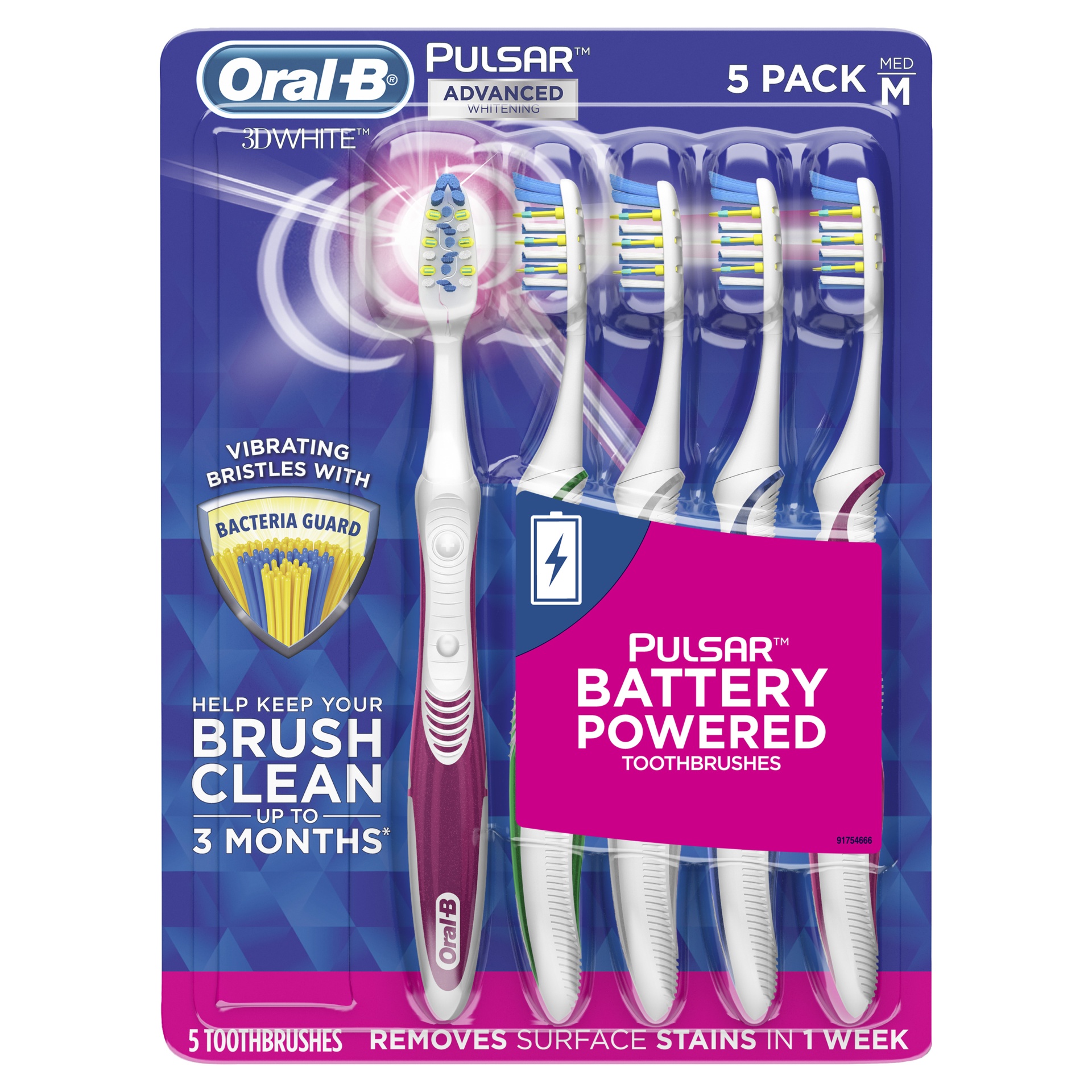 slide 1 of 1, Oral-B 3D White Pulsar Battery Toothbrush, 