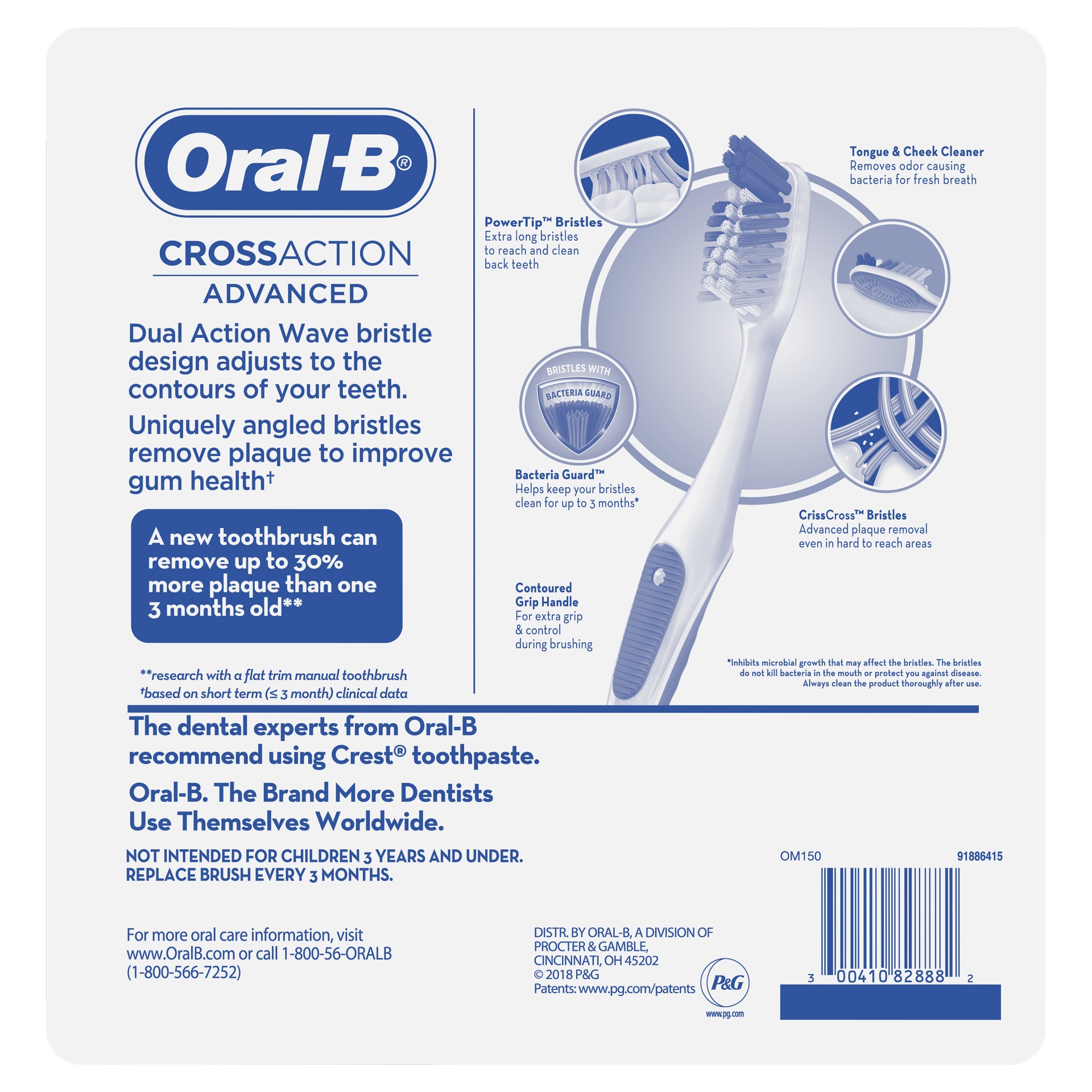 slide 2 of 2, Procter & Gamble/Gillette Oral-B Cross Action Advanced Toothbrush, 