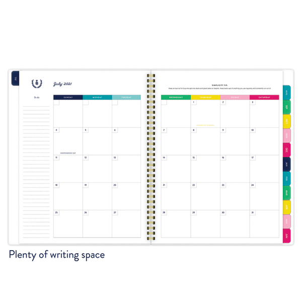 slide 5 of 8, At-A-Glance Simplified By Emily Ley Academic Weekly/Monthly Planner, 8-1/2'' X 11'', Thin Happy Stripe, July 2021 To June 2022, El60-905A, 1 ct