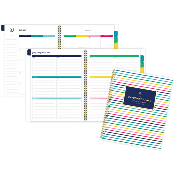 slide 7 of 8, At-A-Glance Simplified By Emily Ley Academic Weekly/Monthly Planner, 8-1/2'' X 11'', Thin Happy Stripe, July 2021 To June 2022, El60-905A, 1 ct