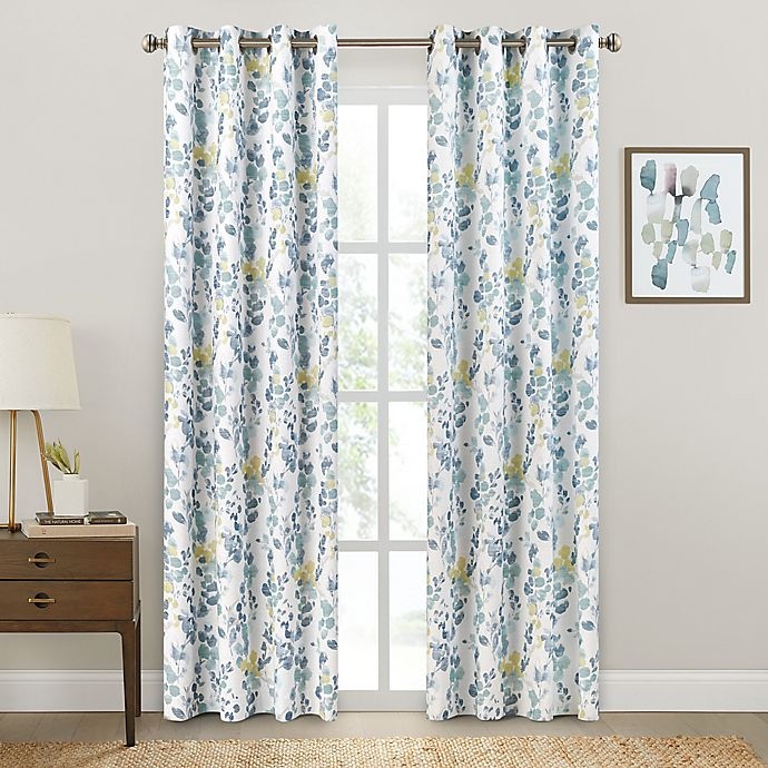 slide 1 of 1, Brookstone Salano Floral Blackout Curtain Panel - Spa, 84 in